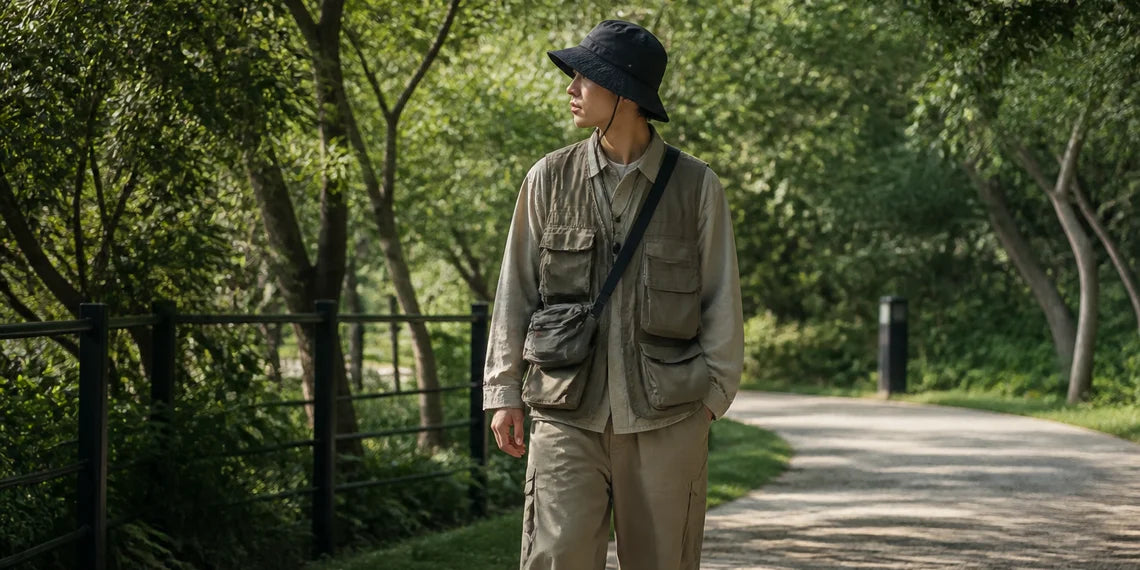 A person wearing functional trousers during a camping trip for great Yama style.
