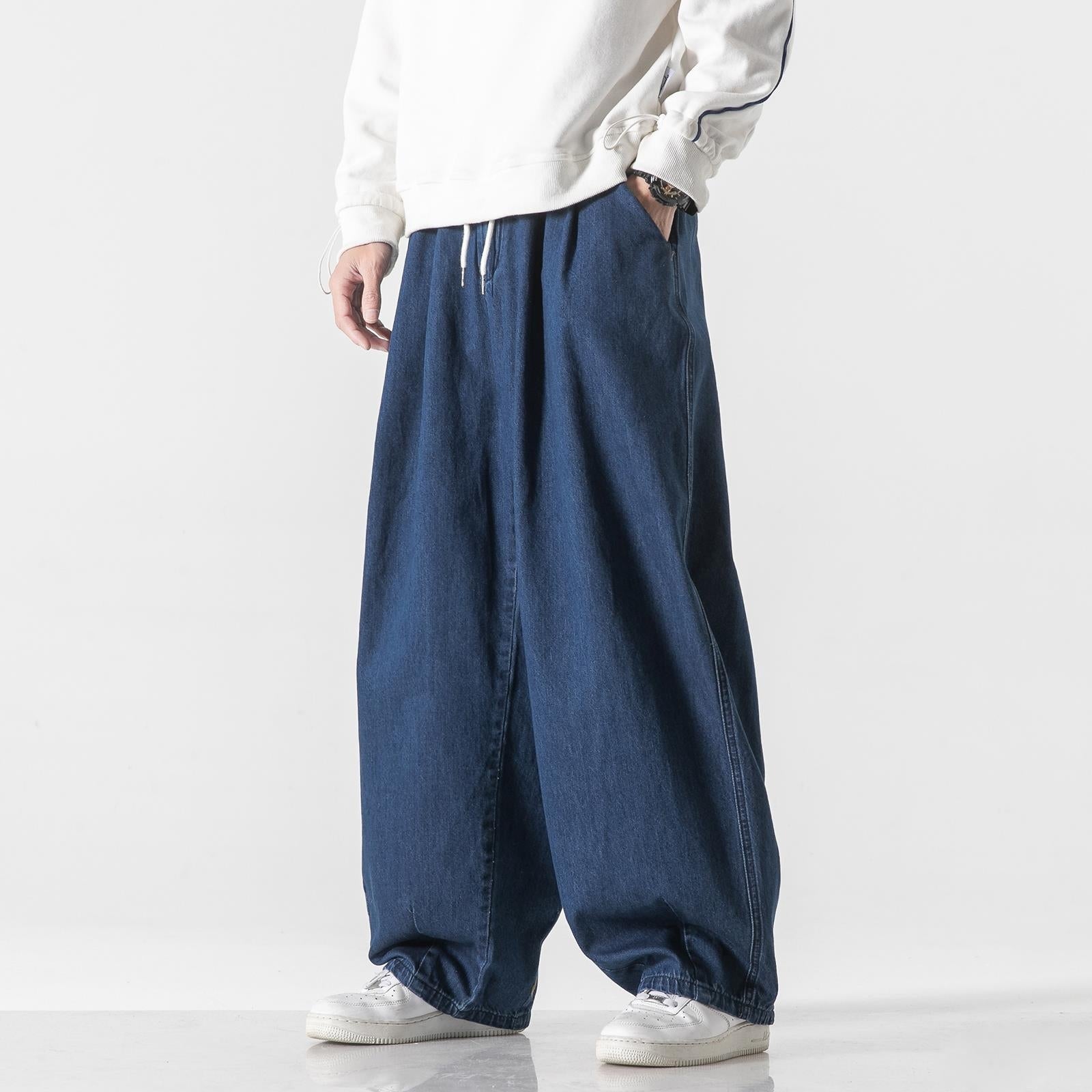 #QT713-H804# Japanese Plus Size Workwear Wide-Leg Jeans