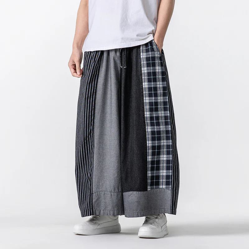 #M-K200#日系牛仔拼色休閒褲