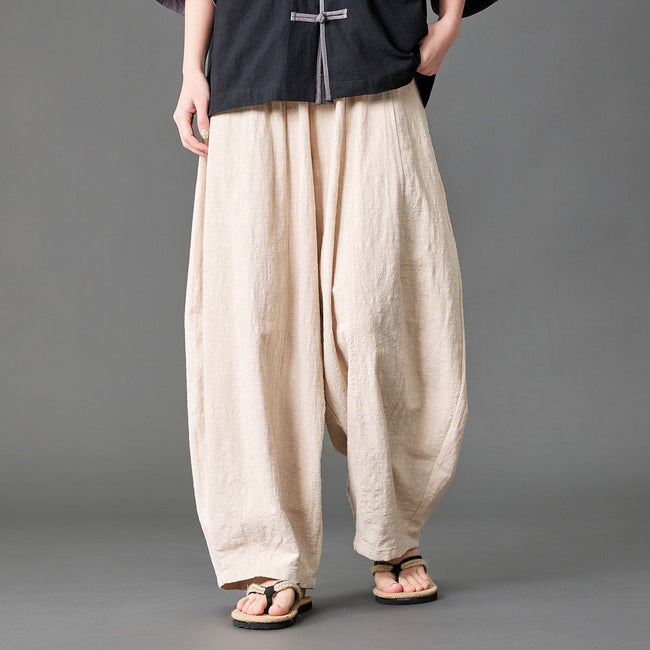 FLOW｜Japanese Retro Loose-Fit Crinkled Wide-Leg Pants Main Image