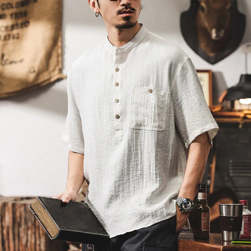 #A129-T234# Japanese Work-Style Short-Sleeved Shirt