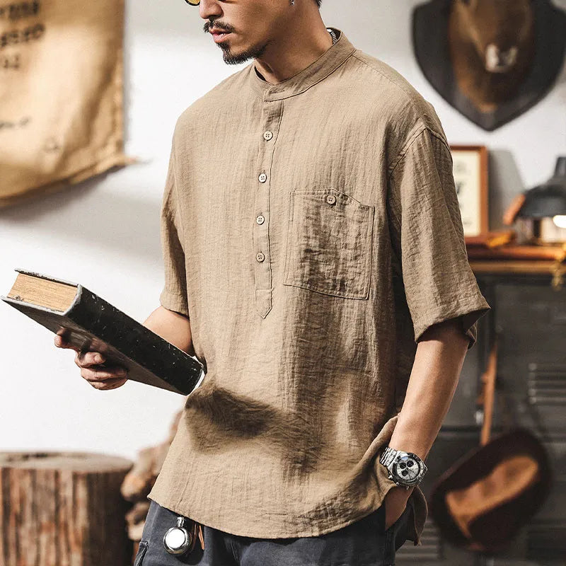 #A129-T234# Japanese Work-Style Short-Sleeved Shirt