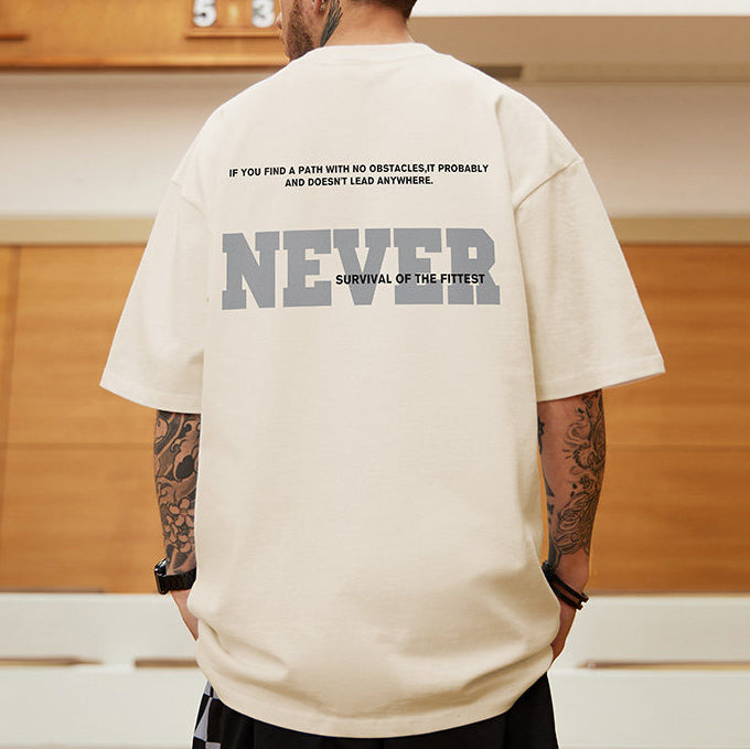 PLAY｜NEVER 街頭態度標語寬鬆落肩短袖T恤