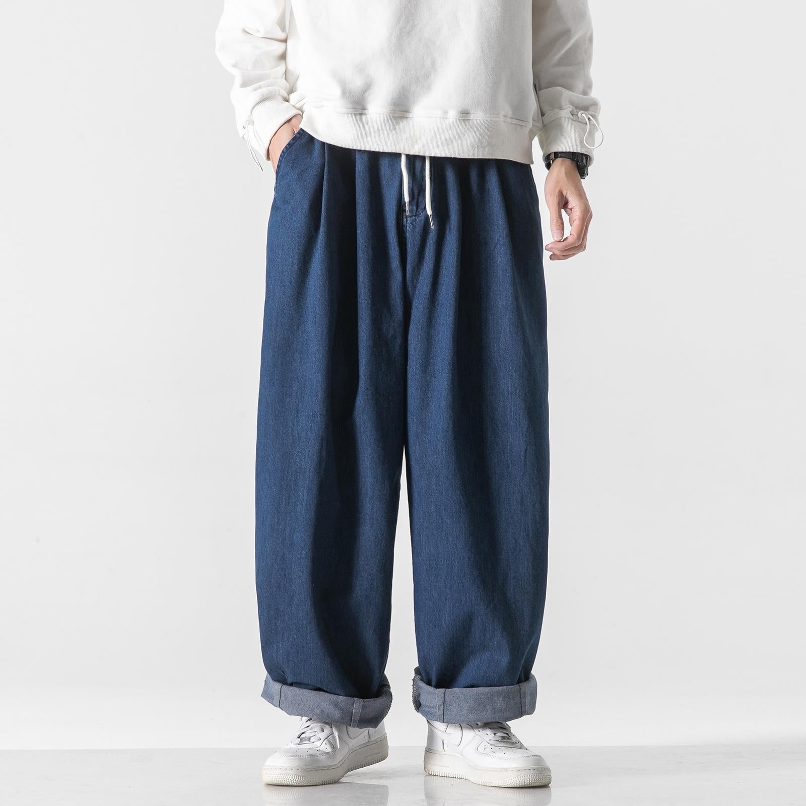 #QT713-H804# Japanese Plus Size Workwear Wide-Leg Jeans