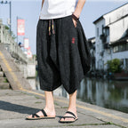 #A005-DK68# 潮品棉麻七分褲