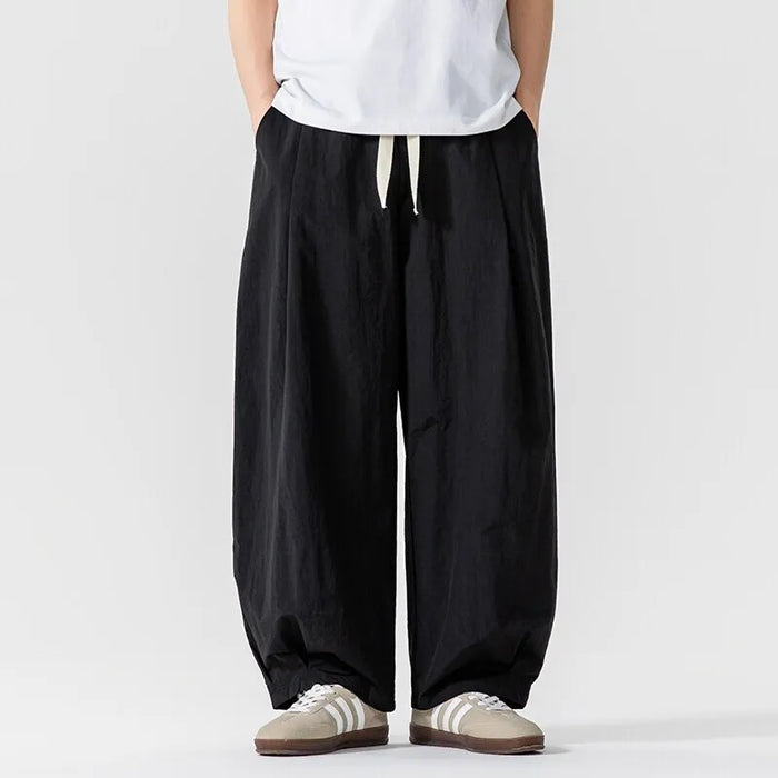 FLOW | Japanese Minimalist Lightweight Wrinkled Balloon Wide-Leg Pants